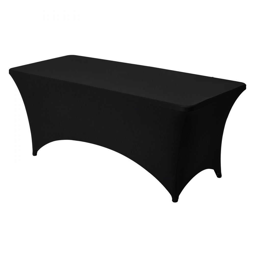 VEVOR 3 Pack Table Cloth for 6FT Rectangular Fitted Events, Wrinkle-Resistant Stretch Black Table Covers, Washable Spandex Tablecloth Protector, for Party, Wedding, Cocktail, Banquet, Festival