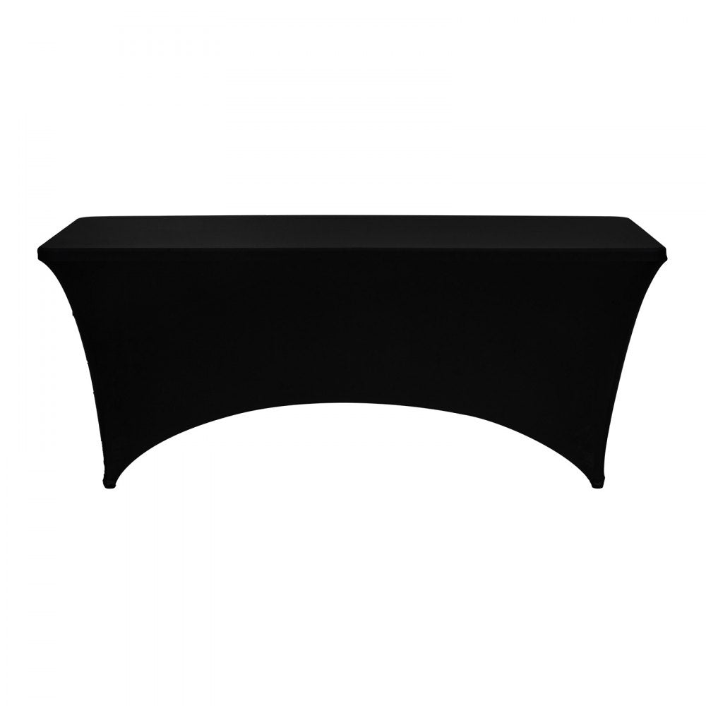 VEVOR 6 Pack Table Cloth for 6FT Rectangular Fitted Events, Wrinkle-Resistant Stretch Black Table Covers, Washable Spandex Tablecloth Protector, for Party, Wedding, Cocktail, Banquet, Festival