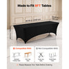 VEVOR Rectangular Spandex Tablecloths, 8 ft 10 Pack, Black Polyester Covers, for Party Wedding Banquet Festival, Tight, Fitted Table Cloth, Washable, Reusable, Wrinkle Resistant Table Cover