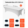 VEVOR 6 Pack Table Cloth for 8FT Rectangular Fitted Events, Wrinkle-Resistant Stretch White Table Covers, Washable Spandex Tablecloth Protector, for Party, Wedding, Cocktail, Banquet, Festival