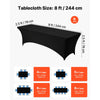 VEVOR 6 Pack Table Cloth for 8FT Rectangular Fitted Events, Wrinkle-Resistant Stretch Black Table Covers, Washable Spandex Tablecloth Protector, for Party, Wedding, Cocktail, Banquet, Festival