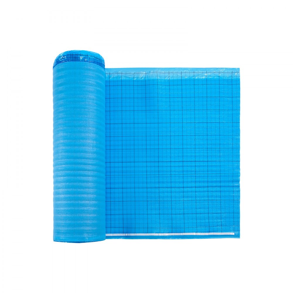 VEVOR Floor Underlayment 200 sq. ft/Roll, 3-in-1 3 mm Thick Flooring Padding with Tape & Vapor Barrier, Heavy Duty EPE Foam with Blue PE, Soundproofing and Noise Reduction,for Laminate Wood Floors