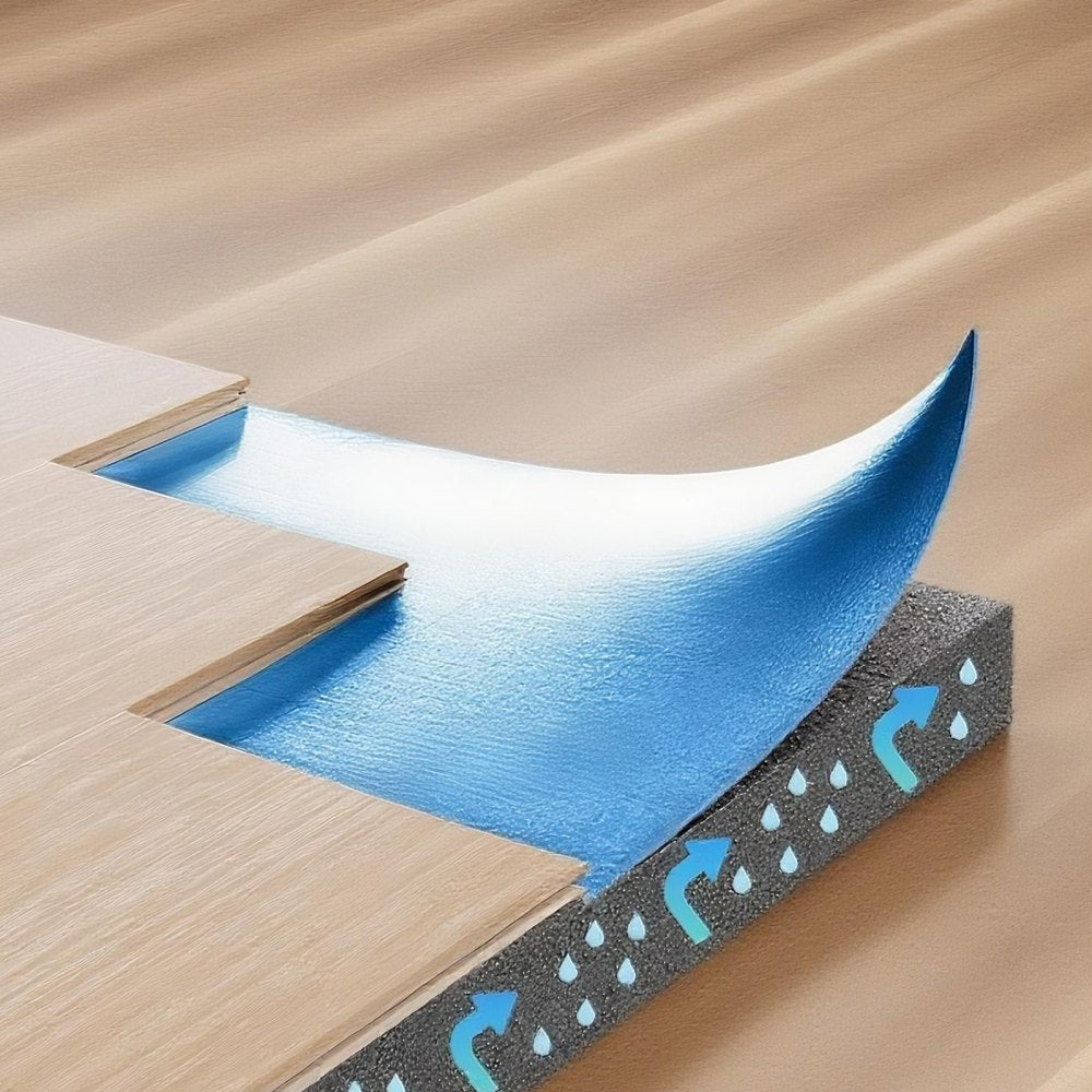VEVOR Floor Underlayment 600 sq. ft, 3-in-1 2 mm Thick Flooring Padding with Tape & Vapor Barrier, Heavy Duty EPE Foam Soundproofing & Noise Reduction, for Laminate Wood (6 Rolls x 100 sq. ft)