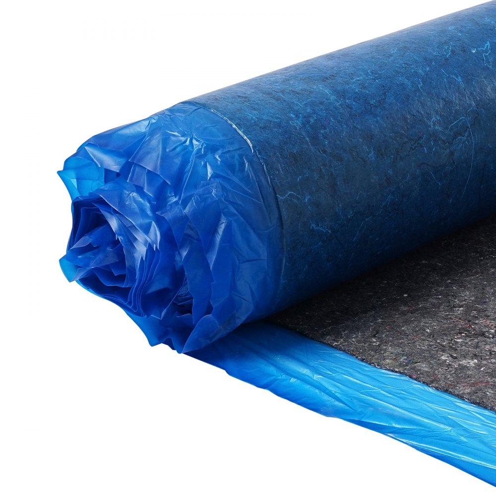 VEVOR Floor Underlayment 100 sq. ft/Roll, 3 mm Thick Laminate Flooring Padding with Attached Vapor Barrier, Heavy Duty Fiber + PE Film, Soundproofing & Noise Reduction, Ideal for Vinyl Wood