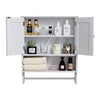 VEVOR Bathroom Wall Cabinet, 2 Doors and Adjustable Shelf, Over the Toilet Storage Medicine Cabinet Wall Mounted, Hanging Organizer with Open Partition and Towel Bar for Laundry Room Kitchen, White