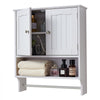 VEVOR Bathroom Wall Cabinet, 2 Doors and Adjustable Shelf, Over the Toilet Storage Medicine Cabinet Wall Mounted, Hanging Organizer with Open Partition and Towel Bar for Laundry Room Kitchen, White