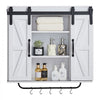 VEVOR Bathroom Wall Cabinet, 2 Doors and Adjustable Shelf, Over the Toilet Storage Medicine Cabinet Wall Mounted, Hanging Organizer with Open Partition/Towel Bar/Hooks for Laundry Room Kitchen, White