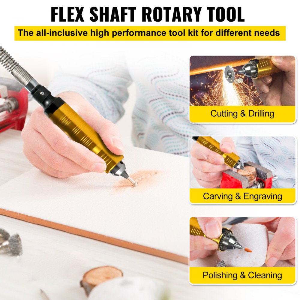 VEVOR Flex Shaft Grinder 780W Rotary Tool 500-23000RPM Rotary Carver with 1/4\" 3-Jaw Chuck & Stepless Speed Foot Pedal Hanging Grinding Machine 42PCS Accessories for Jewelry Polishing Grinding DIY