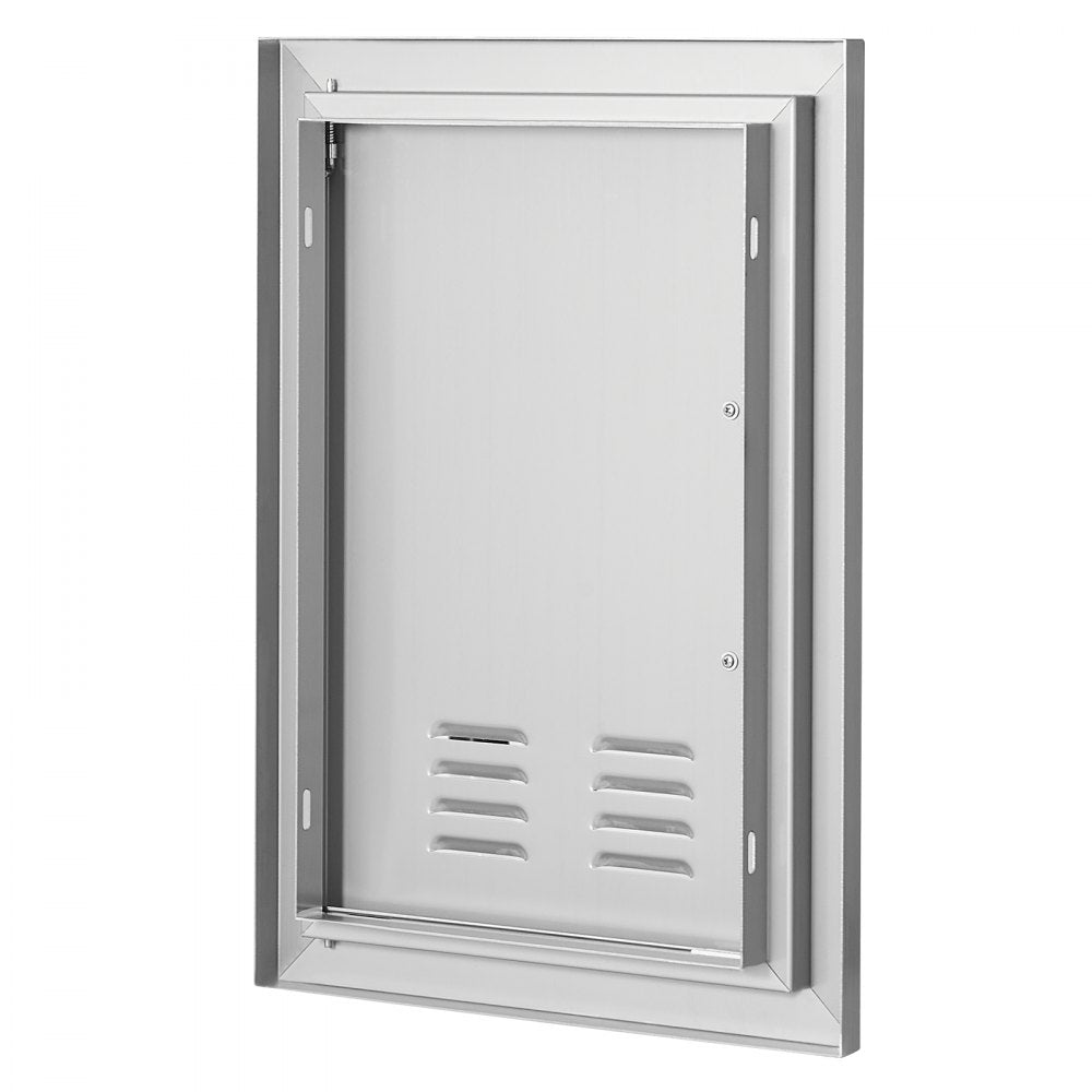 VEVOR BBQ Access Door, 14W x 20H Inch Single Outdoor Kitchen Door, Stainless Steel Flush Mount Door, Wall Vertical Door with Handle and vents, for BBQ Island, Grilling Station, Outside Cabinet
