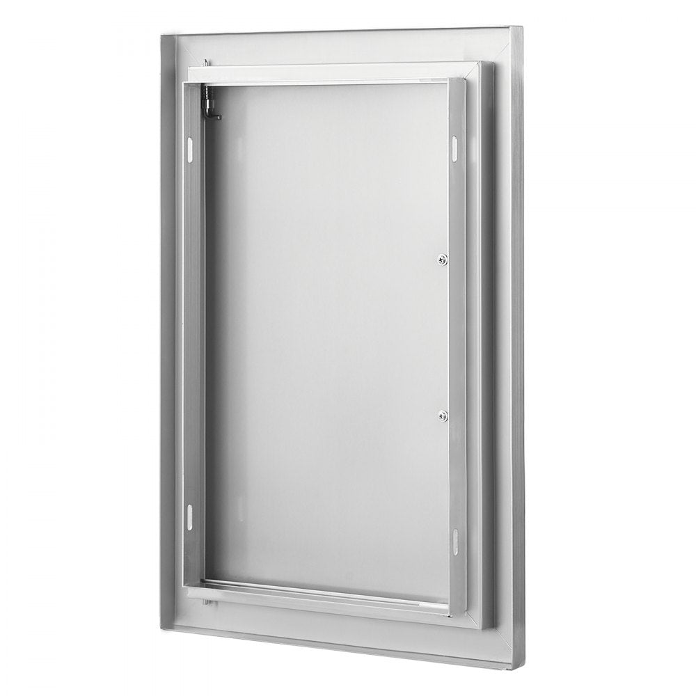 VEVOR BBQ Access Door, 14W x 20H Inch Single Outdoor Kitchen Door, Stainless Steel Flush Mount Door, Wall Vertical Door with Handle, for BBQ Island, Grilling Station, Outside Cabinet