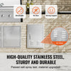 VEVOR BBQ Access Door, 17W x 24H Inch Single Outdoor Kitchen Door, Stainless Steel Flush Mount Door, Wall Vertical Door with Handle, Vents and Hook, for BBQ Island, Grilling Station, Outside Cabinet