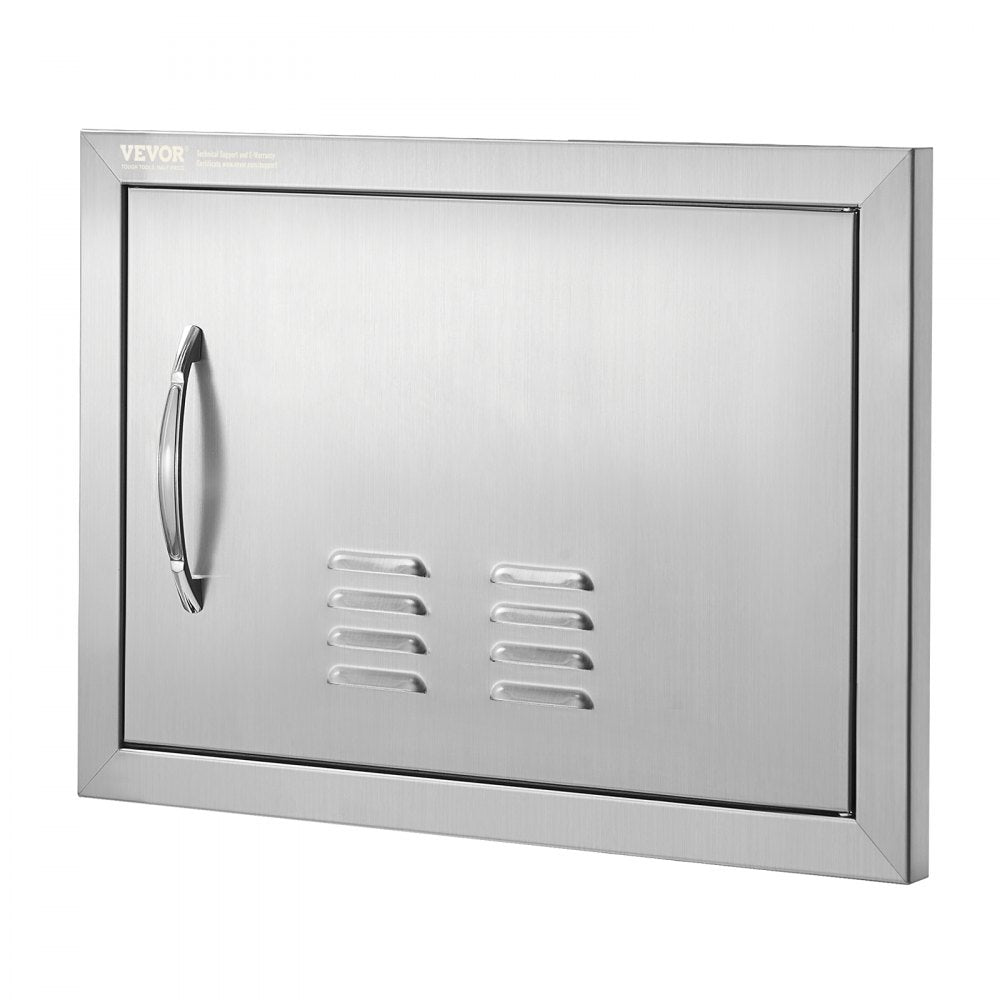 VEVOR BBQ Access Door, 20W x 14H Inch Single Outdoor Kitchen Door, Stainless Steel Flush Mount Door, Wall Vertical Door with Handle and vents, for BBQ Island, Grilling Station, Outside Cabinet