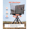 VEVOR 360° Silent Swivel Hunting Chair, 350 lb Blind Chair, Adjustable Legs, Foldable Portable Ground Stool Seat, Breathable Teslin Mesh, Wide Duck Feet, Armrests with Storage Bag & Shoulder Strap