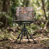 VEVOR 360° Silent Swivel Hunting Chair, 350 lb Blind Chair, Adjustable Legs, Foldable Portable Ground Stool Seat, Breathable Teslin Mesh, Wide Duck Feet, Armrests with Storage Bag & Shoulder Strap