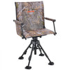 VEVOR 360° Silent Swivel Hunting Chair, 350 lb Blind Chair, Adjustable Legs, Foldable Portable Ground Stool Seat, Breathable Teslin Mesh, Wide Duck Feet, Armrests with Storage Bag & Shoulder Strap