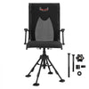 VEVOR 360° Silent Swivel Hunting Chair, 350 lb Blind Chair, Adjustable Legs, Foldable Portable Ground Stool Seat, Extra-Wide Seat, High Backrest, Camo Teslin, Wide Feet & Shoulder Strap