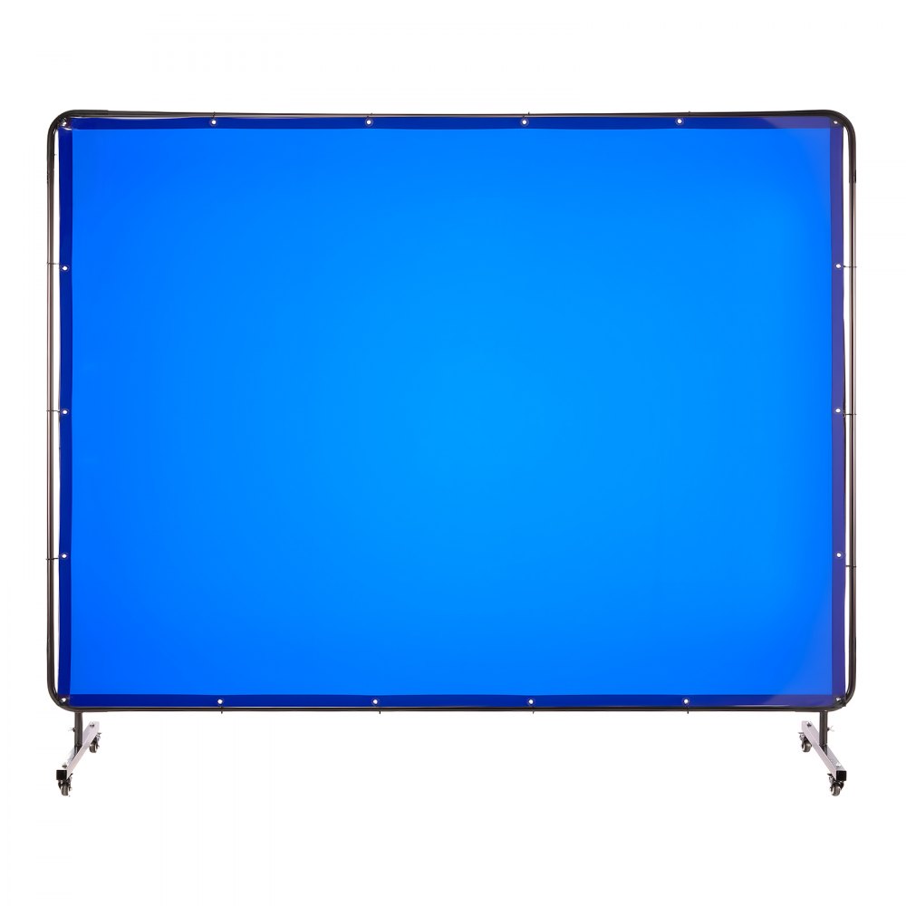 VEVOR Welding Screen with Frame, 6 x 8 FT Welding Curtain Screen, Flame-Resistant Vinyl Safety Protection Screens with Lockable Swivel Wheels & 6-Level UV Protection for Workshop/Industrial Use, Blue
