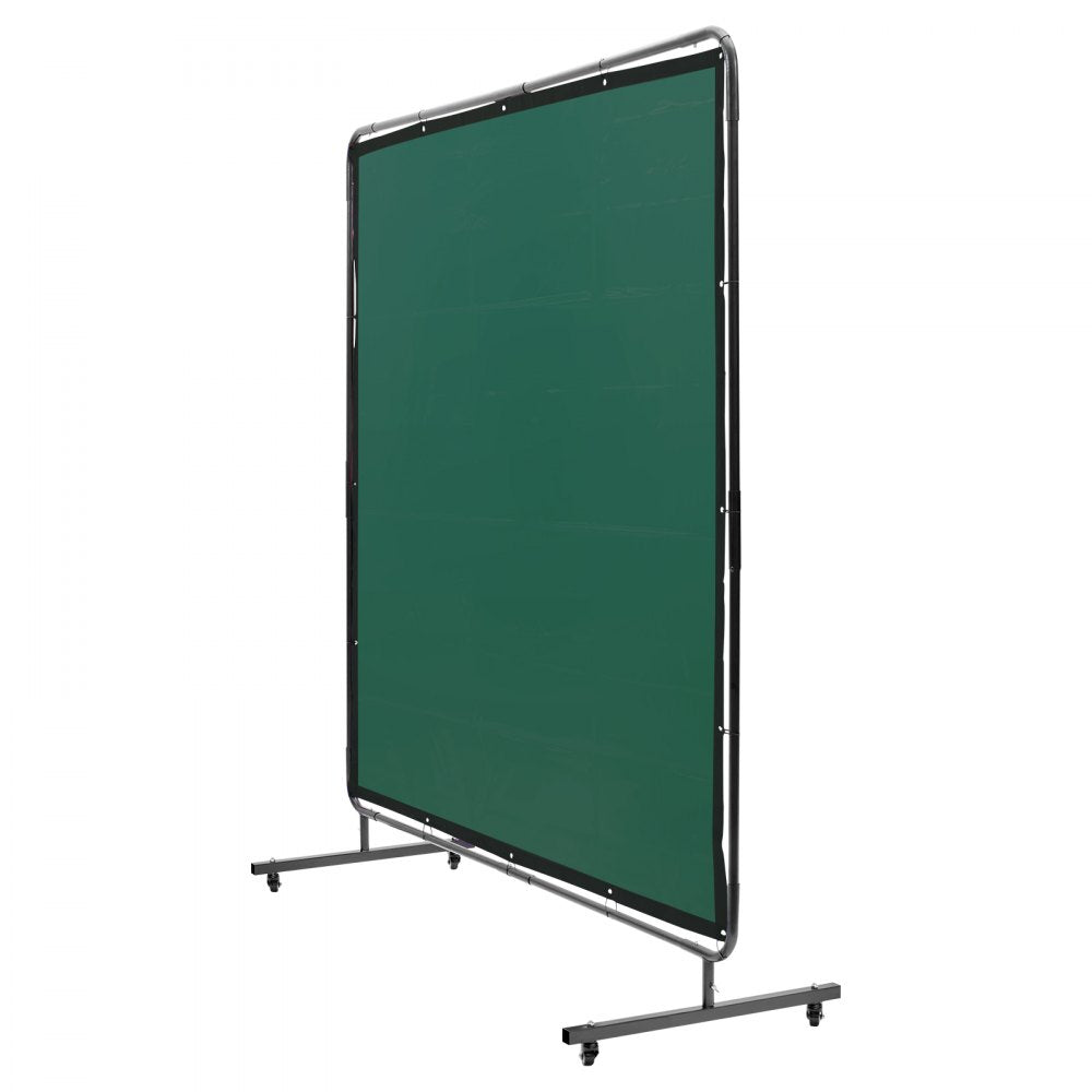 VEVOR Welding Screen with Frame, 6' x 6' Welding Curtain Screen, Flame-Resistant Vinyl Welding Protection Screen on 4 Swivel Wheels (2 Lockable), Moveable & Professional for Workshop/Industrial, Green