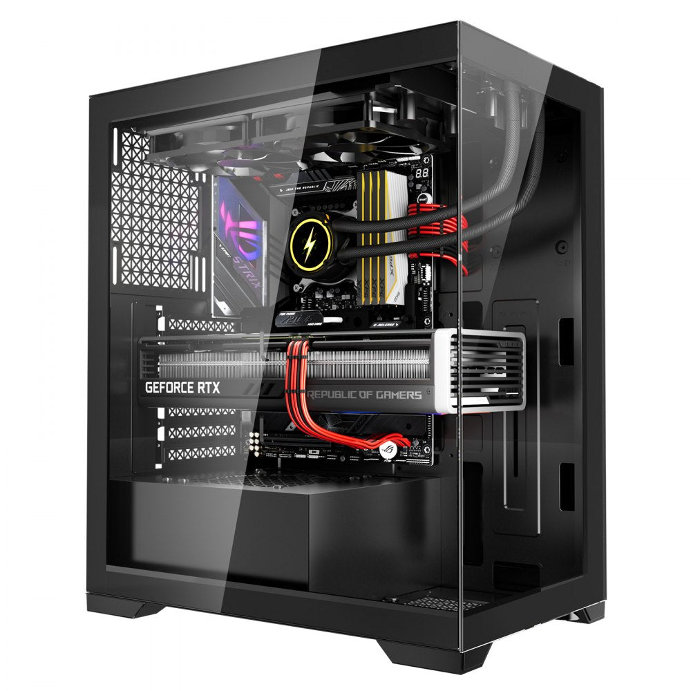 VEVOR PC Gaming Case, Mid-Tower, Computer Case with High-Airflow Tempered Glass Panel, Dust Filter, 2 x 120 mm Fans, Cable Management, for GPU up to 360 mm in Length, Compatible with ATX/M-ATX/ITX
