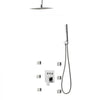 VEVOR Shower Faucet Set, 10 Inch Ceiling Mount Rainfall Shower System with 6 Body Jets and 2 in 1 Handheld Spray, Rotatable 3-Function Rain Head System Set, Complete Brass Valve and Trim Kit, Chrome