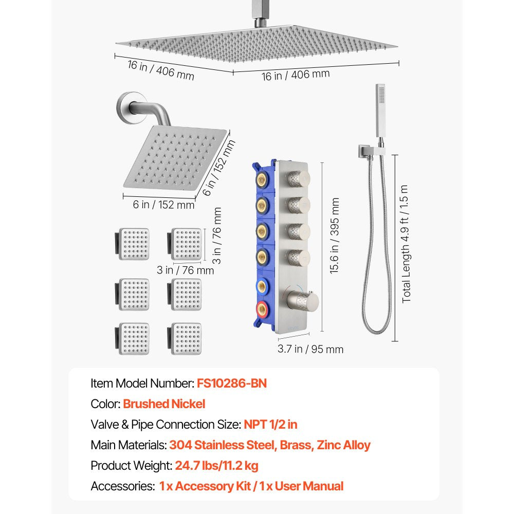 Dimension diagram and model FS10286-BN specifications overview