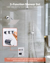 VEVOR Shower Faucet Set, 12 Inch Thermostatic Ceiling Mount Rainfall Shower System with 6 Inch Wall Mount Head and 2 in 1 Handheld Spray, 3-Function Dual Rain Head Brass Valve and Trim Kit, Chrome