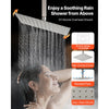 VEVOR Shower Faucet Set, 10 Inch Ceiling Mount Rainfall Shower System with 6 Inch Wall Mount Head and 2 in 1 Handheld Spray, Rotatable 3-Function Dual Rain Head Brass Valve & Trim Kit, Brushed Nickel