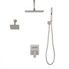 VEVOR Shower Faucet Set, 10 Inch Ceiling Mount Rainfall Shower System with 6 Inch Wall Mount Head and 2 in 1 Handheld Spray, Rotatable 3-Function Dual Rain Head Brass Valve & Trim Kit, Brushed Nickel