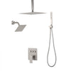 VEVOR Shower Faucet Set, 10 Inch Ceiling Mount Rainfall Shower System with 6 Inch Wall Mount Head and 2 in 1 Handheld Spray, Rotatable 3-Function Dual Rain Head Brass Valve & Trim Kit, Brushed Nickel