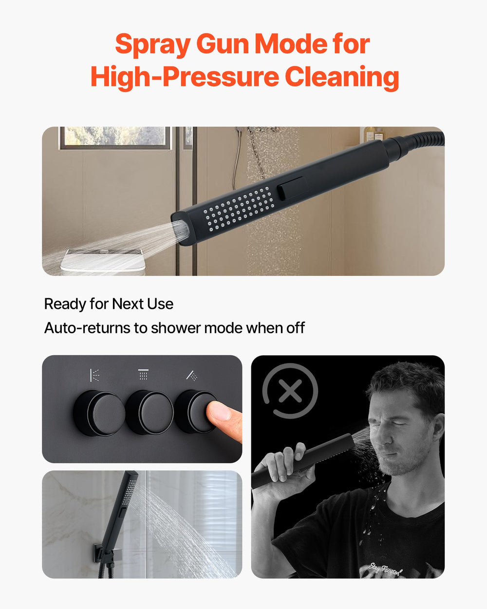 Spray Gun Mode for High-Pressure Cleaning (Handheld)