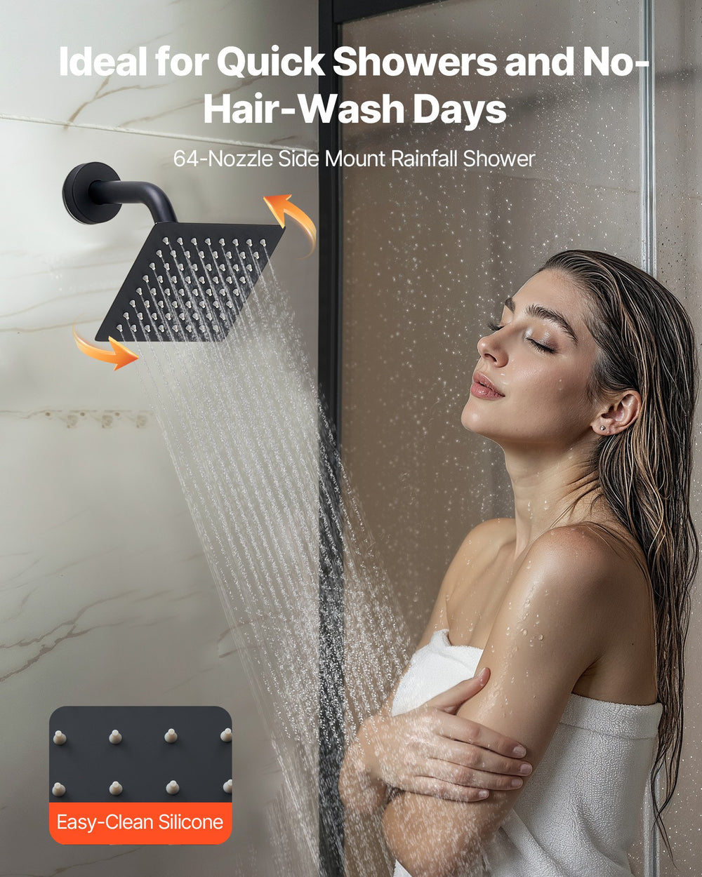 Ideal for Quick Showers and No-Hair-Wash Days (6-inch Side Head)