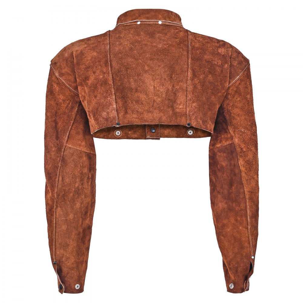 VEVOR Leather Welding Cape Sleeve, Heavy Duty Flame Resistant Cowhide Safety Cape Sleeves for Men Women, Heat-Resistant for Welding, Blacksmithing, Woodworking, Gardening, L-Size
