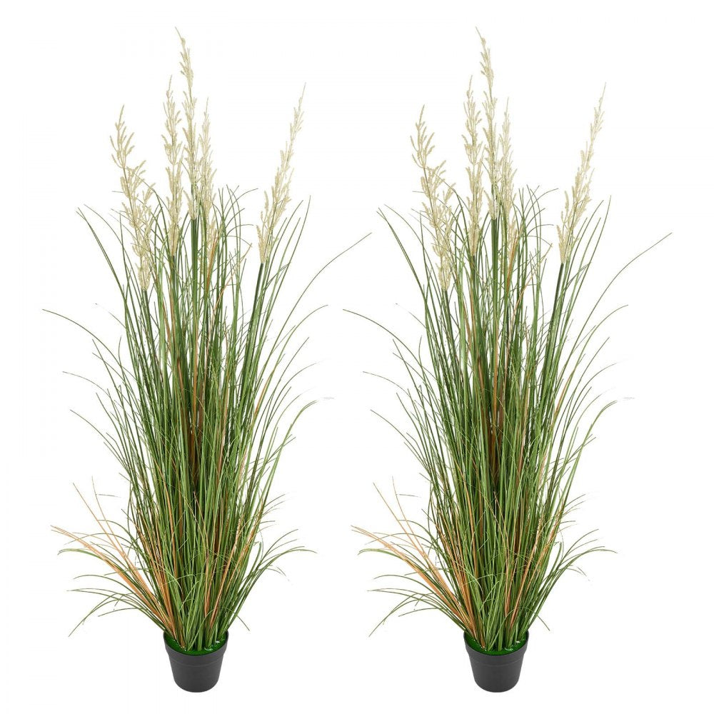 VEVOR Artificial Grass Plant, 2 Pack 47 inch Reed Flower Grass in Pot, Premium PVC Faux Fake Greenery Shrubs Plant for Indoor Outdoor House Home Garden Office Room Décor, Housewarming, Green