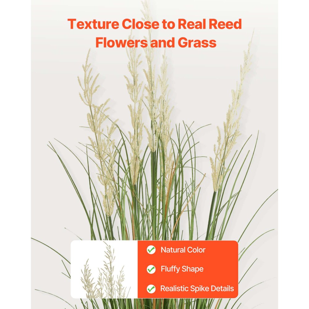VEVOR Artificial Grass Plant, 2 Pack 59 inch Faux Reed Flower Grass in Pot, Premium PVC Fake Greenery Shrubs Plant for Indoor Outdoor House Home Garden Office Room Décor, Housewarming, Green