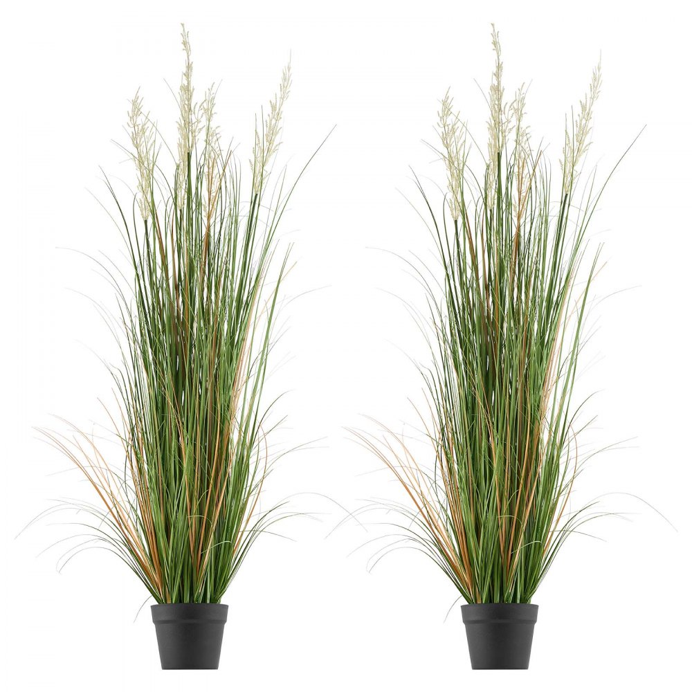 VEVOR Artificial Grass Plant, 2 Pack 59 inch Faux Reed Flower Grass in Pot, Premium PVC Fake Greenery Shrubs Plant for Indoor Outdoor House Home Garden Office Room Décor, Housewarming, Green