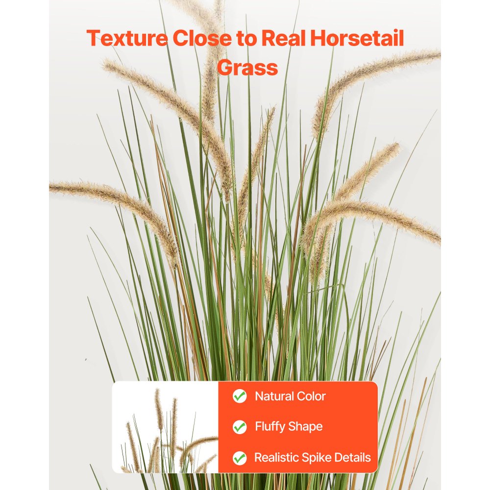 VEVOR Artificial Grass Plant, 2 Pack 47 inch Horsetail Reed Grass in Pot, Premium PVC Faux Fake Greenery Shrubs Plant for Indoor Outdoor House Home Garden Office Room Décor, Housewarming, Green