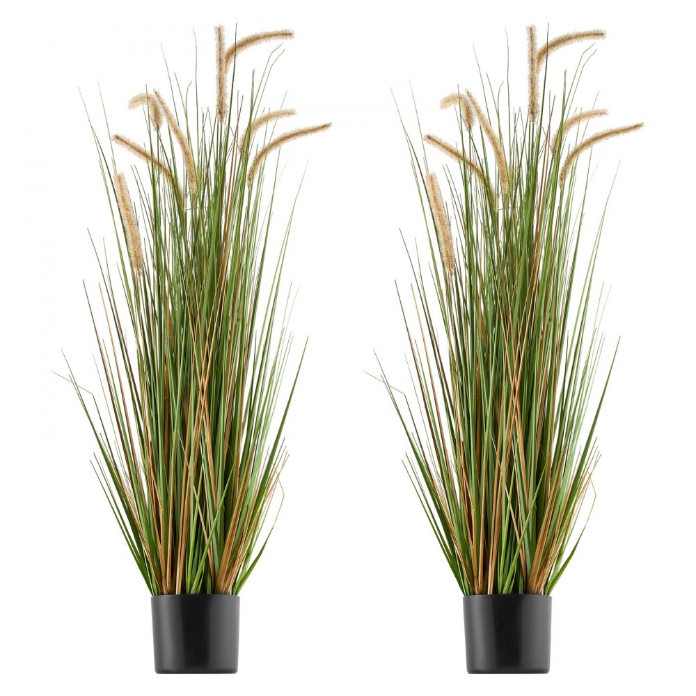 VEVOR Artificial Grass Plant, 2 Pack 47 inch Horsetail Reed Grass in Pot, Premium PVC Faux Fake Greenery Shrubs Plant for Indoor Outdoor House Home Garden Office Room Décor, Housewarming, Green