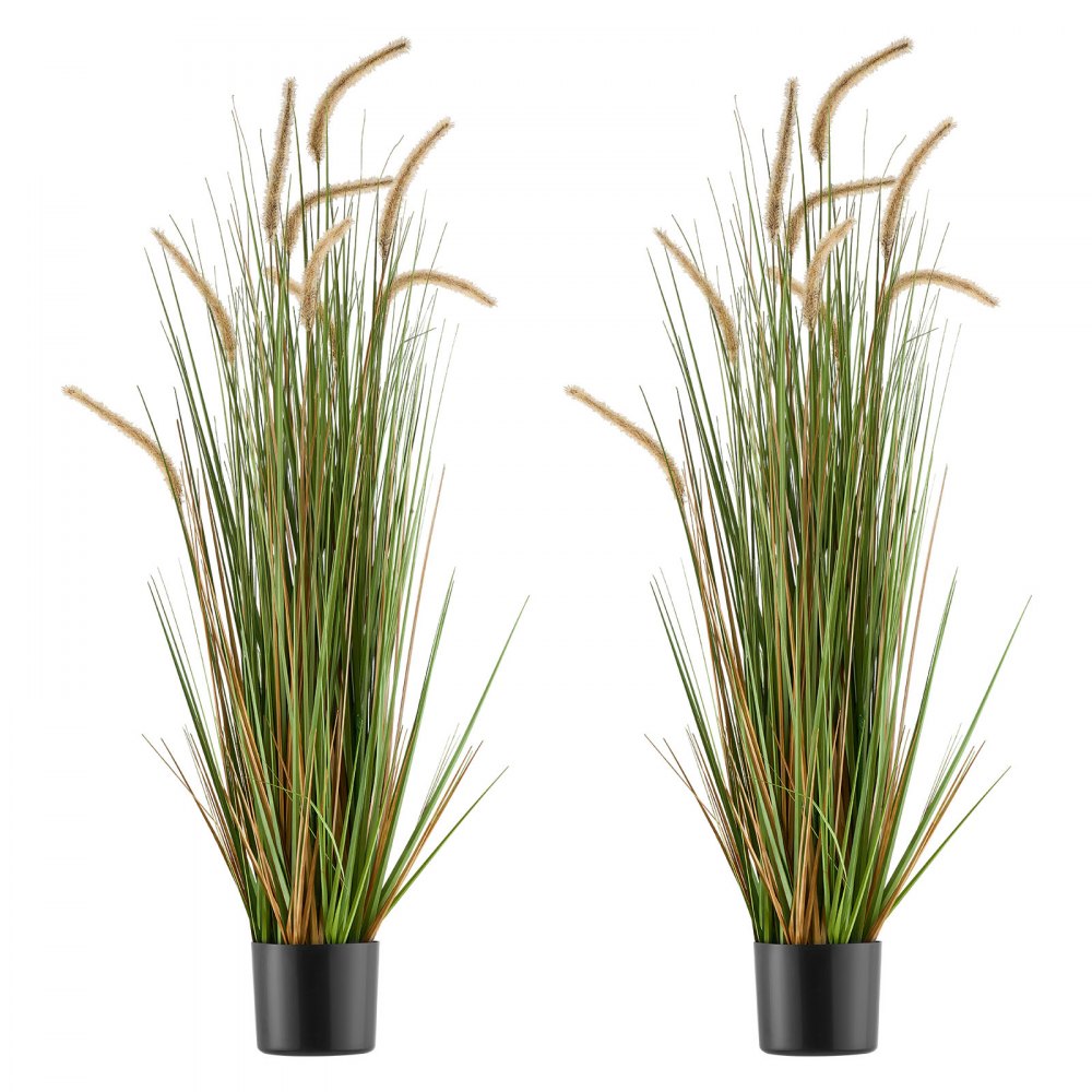 VEVOR Artificial Grass Plant, 2 Pack 47 inch Horsetail Reed Grass in Pot, Premium PVC Faux Fake Greenery Shrubs Plant for Indoor Outdoor House Home Garden Office Room Décor, Housewarming, Green