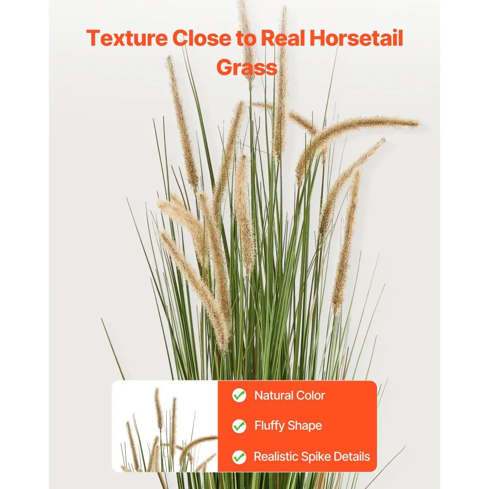 VEVOR Artificial Grass Plant, 2 Pack 59 inch Horsetail Reed Grass in Pot, Premium PVC Faux Fake Greenery Shrubs Plant for Indoor Outdoor House Home Garden Office Room Décor, Housewarming, Green