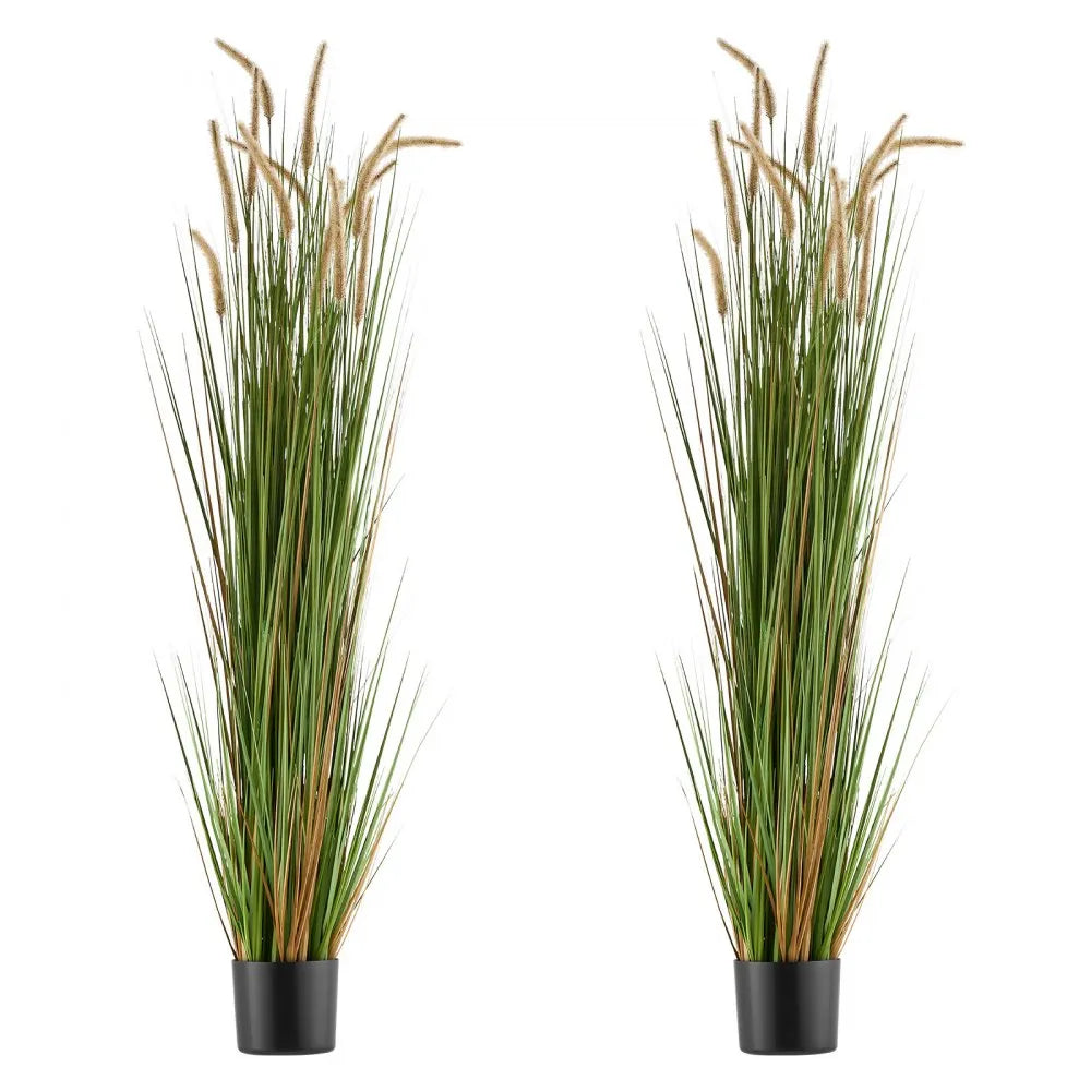VEVOR Artificial Grass Plant, 2 Pack 59 inch Horsetail Reed Grass in Pot, Premium PVC Faux Fake Greenery Shrubs Plant for Indoor Outdoor House Home Garden Office Room Décor, Housewarming, Green