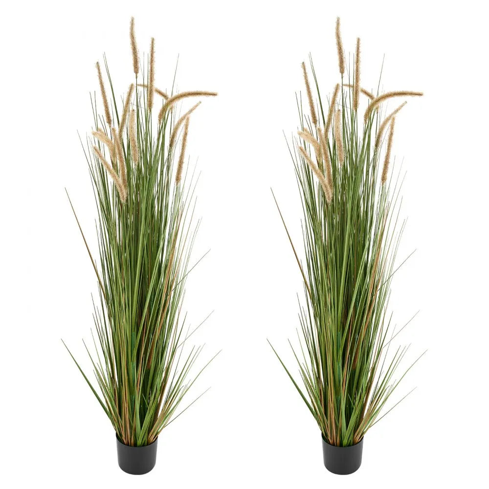 VEVOR Artificial Grass Plant, 2 Pack 59 inch Horsetail Reed Grass in Pot, Premium PVC Faux Fake Greenery Shrubs Plant for Indoor Outdoor House Home Garden Office Room Décor, Housewarming, Green