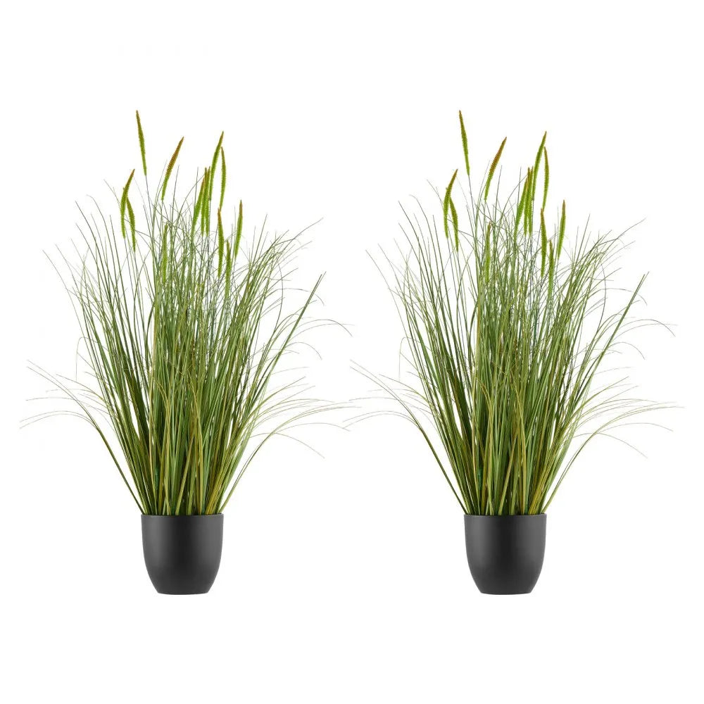 VEVOR Artificial Grass Plant, 2 Pack 35 inch Cattail Grass in Pot, Premium PVC Faux Fake Greenery Shrubs Plant for Indoor Outdoor House Home Garden Office Room Décor, Housewarming, Green