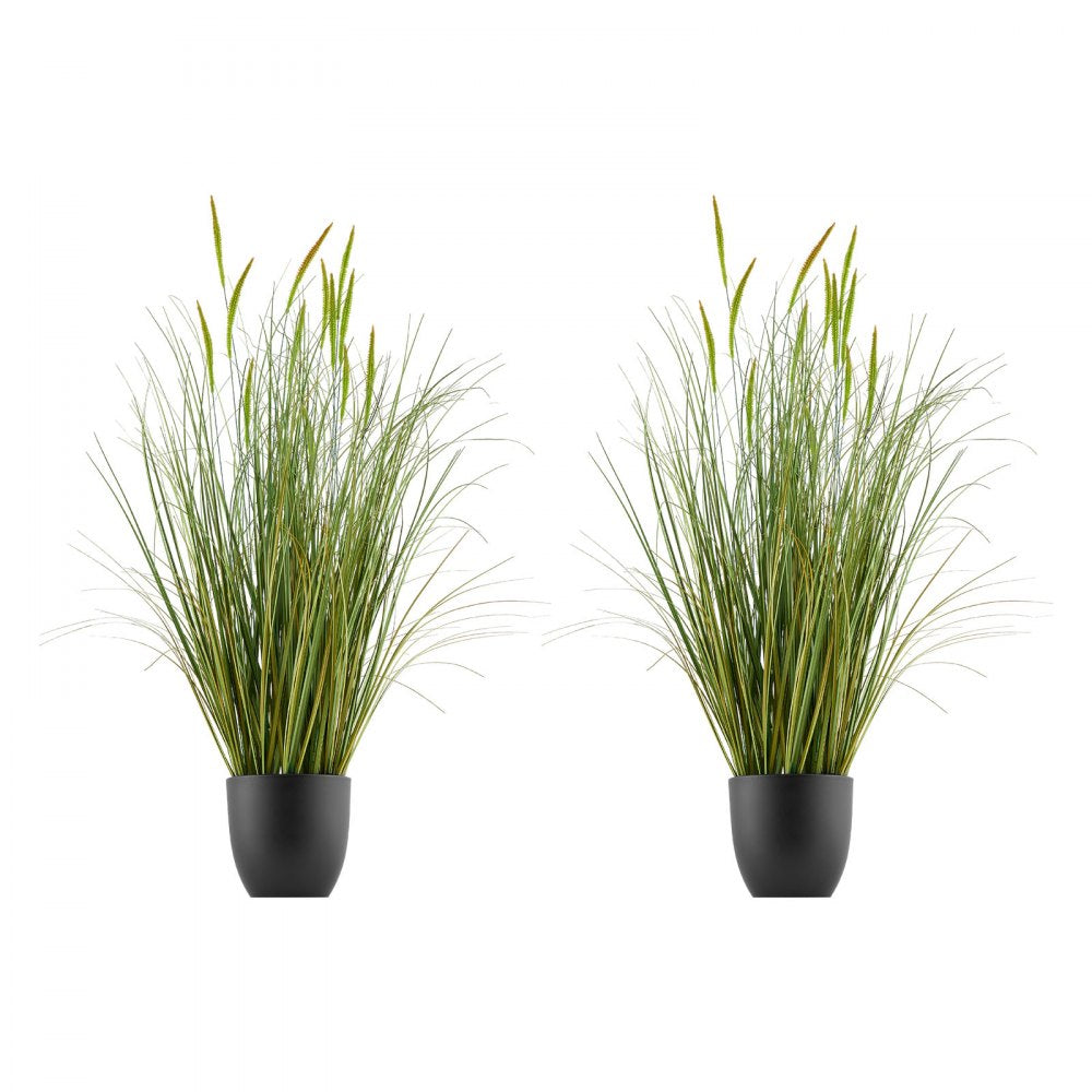 VEVOR Artificial Grass Plant, 2 Pack 35 inch Cattail Grass in Pot, Premium PVC Faux Fake Greenery Shrubs Plant for Indoor Outdoor House Home Garden Office Room Décor, Housewarming, Green