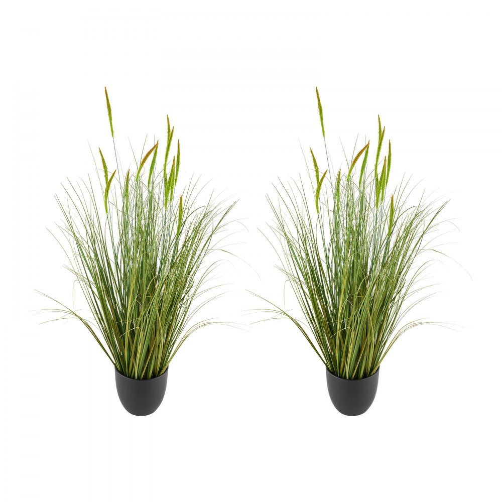 VEVOR Artificial Grass Plant, 2 Pack 35 inch Cattail Grass in Pot, Premium PVC Faux Fake Greenery Shrubs Plant for Indoor Outdoor House Home Garden Office Room Décor, Housewarming, Green