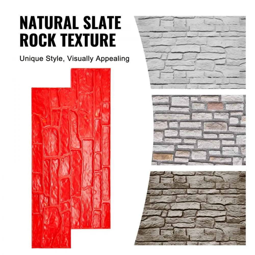 VEVOR Concrete Stamps Mat, 28 x 12 x 0.6 in, Concrete Texturing Skin Polyurethane Stamp Stone Tile Texture Mat, Slate floor Imprint Seamless Stamp Concrete Molds for Outdoor Decorative, Red
