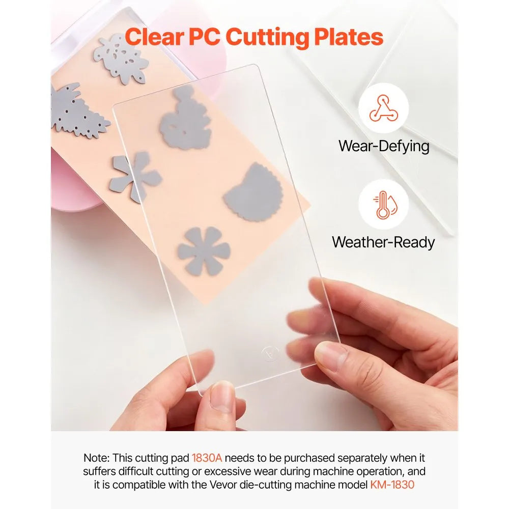 VEVOR Cutting Plates, 6 Pcs, 6.69 x 3.15 x 0.1 in, Clear Polycarbonate Material, Die Cut Pads Compatible with VEVOR Die Cutting and Embossing Machine KM-1830, for Scrapbooking and Card Making