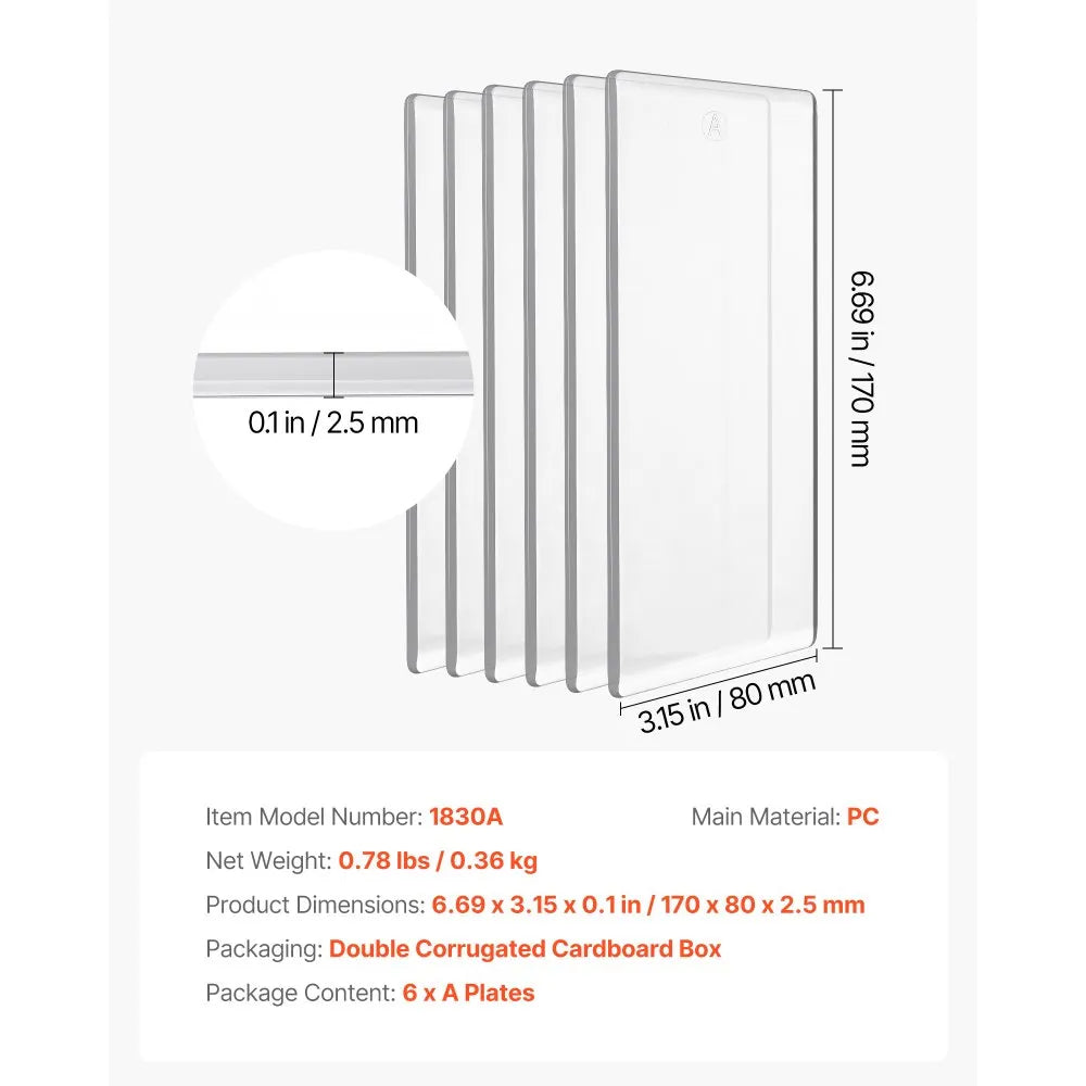 VEVOR Cutting Plates, 6 Pcs, 6.69 x 3.15 x 0.1 in, Clear Polycarbonate Material, Die Cut Pads Compatible with VEVOR Die Cutting and Embossing Machine KM-1830, for Scrapbooking and Card Making