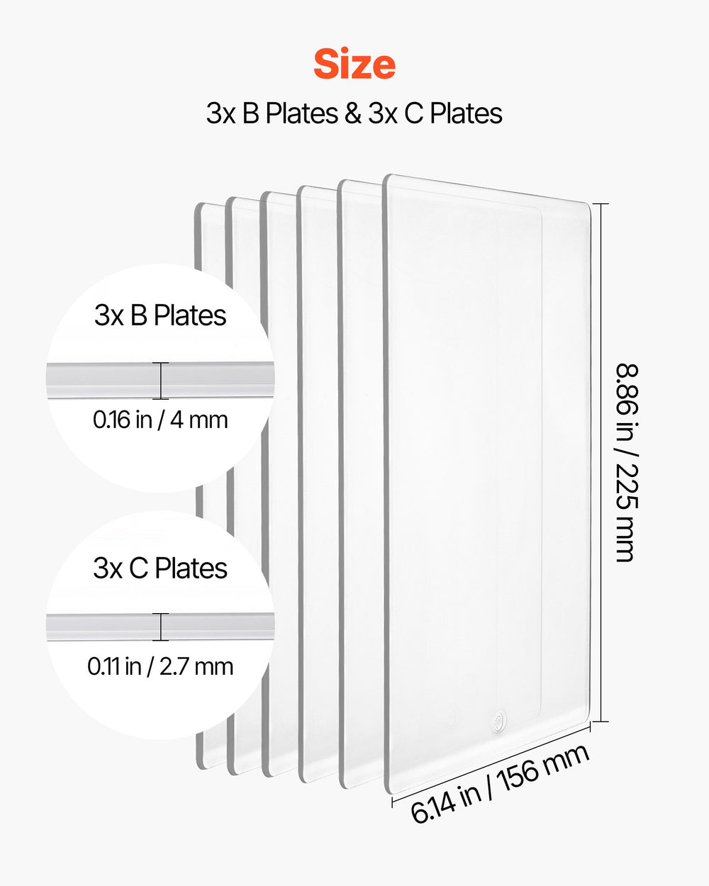 VEVOR Cutting Plates, 6 Pcs, 8.86 x 6.14 in, Clear Polycarbonate Material, Die Cut Pads Compatible with VEVOR Die Cutting and Embossing Machine KM-1860, for Scrapbooking, Card Making, Crafting