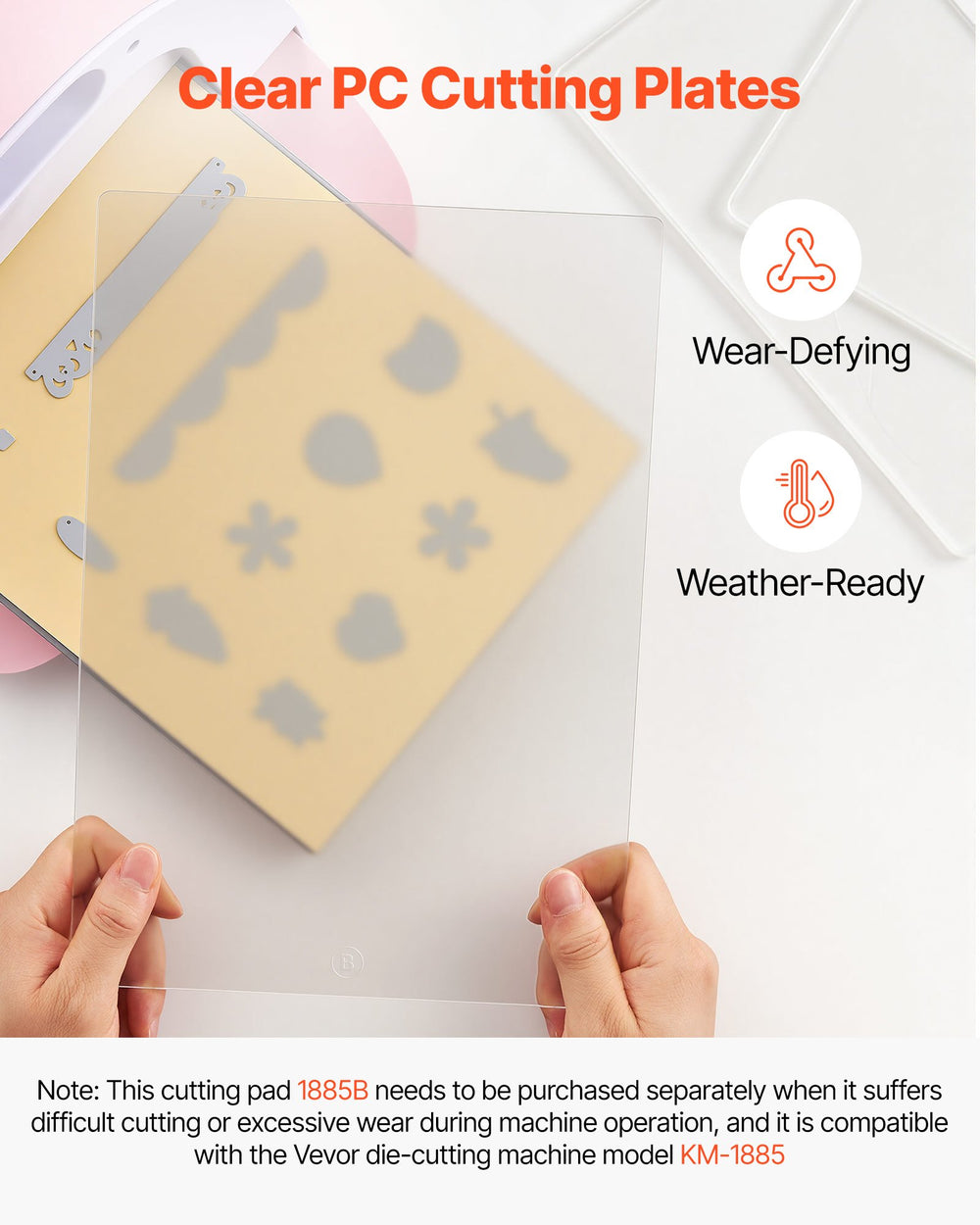 VEVOR Cutting Plates, 6 Pcs, 12.13 x 8.5 x 0.12 in, Clear Polycarbonate Material, Die Cut Pads Compatible with VEVOR Die Cutting and Embossing Machine KM-1885, for Scrapbooking and Card Making