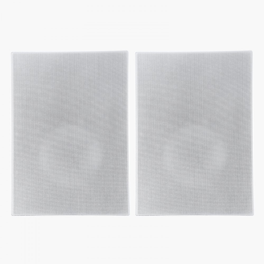 VEVOR In-Wall Speakers, 8", In Wall Speaker System with Paintable Grille, Hi-Fi Sound, 200W Peak, 2-Way Rectangular Speakers, for Damp Humid Indoor Placement, Bath, Kitchen, Covered Porches, 1 Pair
